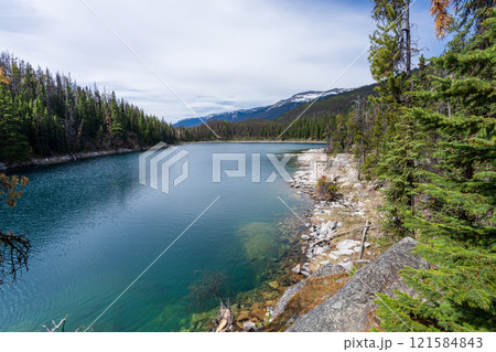 Horseshoe Lake in Jasper National Park, Alberta, Canada. Canadian Rockies summer landscape. 121584843