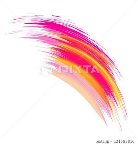 Grunge hand drawn color paint brush. Curved brush stroke. Red, pink, yellow paint. Eps 10 121585816