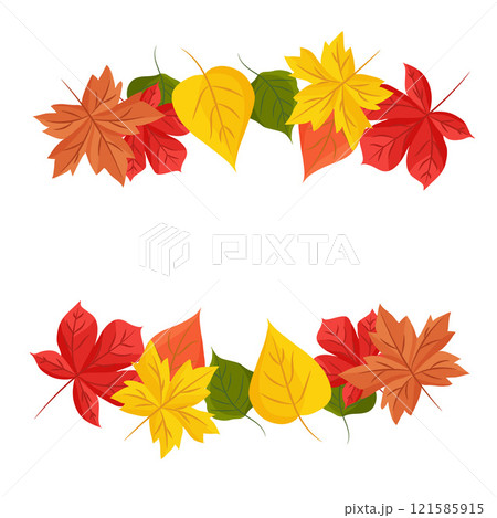 September. autumnal fallen leaves frame . Fall poster,  leaves card. border, frame, wreath of autumn leaves. Eps 10 121585915