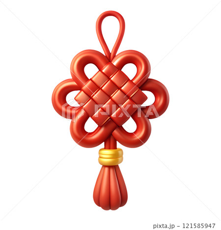Chinese traditional good luck knot talisman 3d illustration isolated on the transparent background Chinese traditional good luck knot talisman 3d illustration isolated on the transparent background 121585947