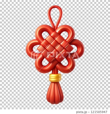 Chinese traditional good luck knot talisman 3d illustration isolated on the transparent background Chinese traditional good luck knot talisman 3d illustration isolated on the transparent background 121585947