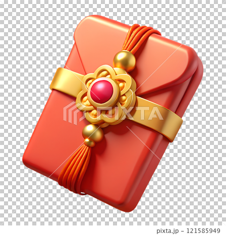 Chinese money envelope with red and golden ornament Chinese new year concept 121585949