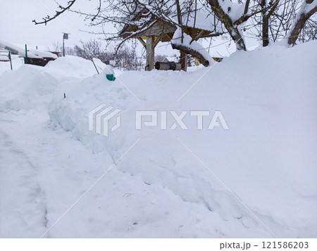 Problem of removing huge amounts of snow during extreme winter snowfall. The need to transport excess precipitation in order to maintain the normal state of passability of paths, passages, sidewalks Problem of removing huge amounts of snow during extreme winter snowfall. The need to transport excess precipitation in order to maintain the normal state of passability of paths, passages, sidewalks 121586203