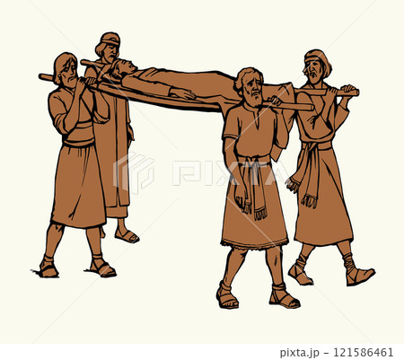 Vector drawing. Funeral of the man Vector drawing. Funeral of the man 121586461