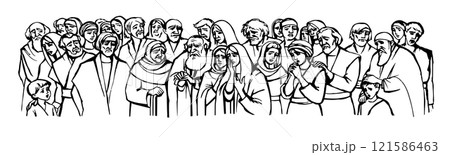 Vector drawing.Big crowd of people Vector drawing.Big crowd of people 121586463