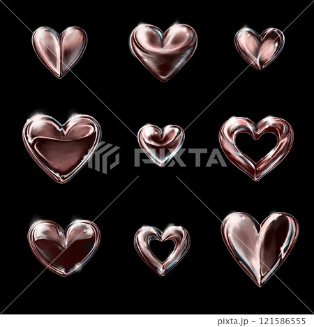 Set of abstract hearts. Seamless pattern with hearts. Set of abstract hearts. Seamless pattern with hearts. 121586555