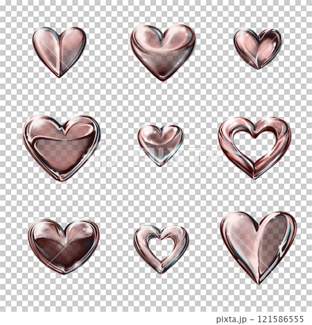 Set of abstract hearts. Seamless pattern with hearts. Set of abstract hearts. Seamless pattern with hearts. 121586555