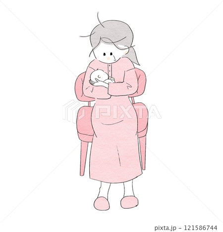 泣きながら授乳する女性 121586744