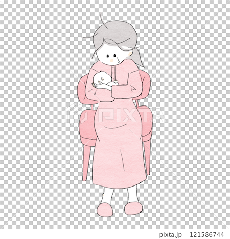 泣きながら授乳する女性 121586744