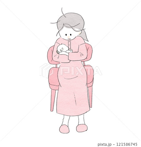 ほほえみながら授乳する女性 ほほえみながら授乳する女性 121586745