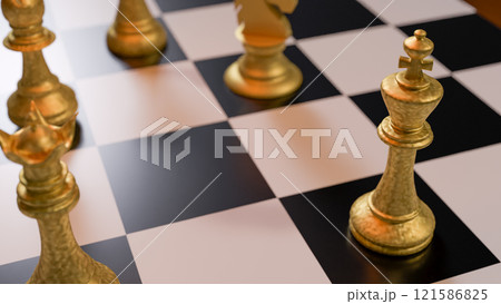 The Gold chess on Board for Business or Board game concept 3d rendering. 121586825