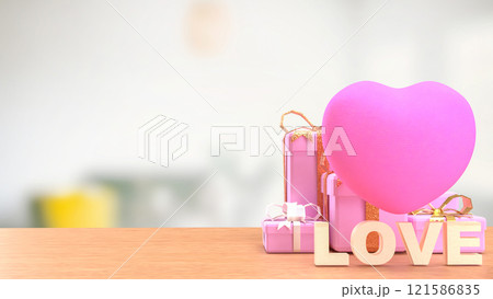 The Hearth and love text for valentine or wedding concept 3d rendering. The Hearth and love text for valentine or wedding concept 3d rendering. 121586835
