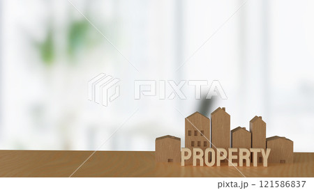 The wood house and property text for real estate concept 3d rendering. The wood house and property text for real estate concept 3d rendering. 121586837