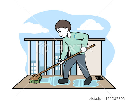 晴れた日のベランダ掃除 121587203