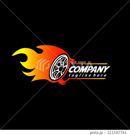 fire race logo design vector template 121587781