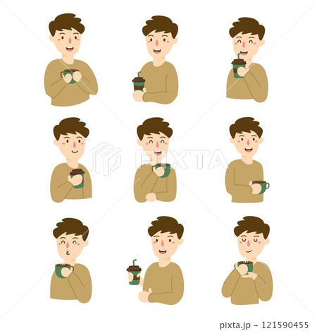 People drink hot drinks illustration People drink hot drinks illustration 121590455