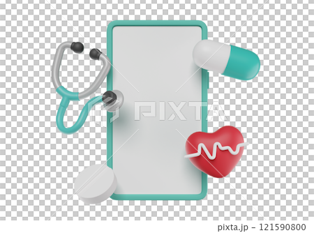 smartphone with medical icon 3D graphic smartphone with medical icon 3D graphic 121590800