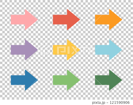 一組色彩豐富且簡單的箭頭插圖 121590906