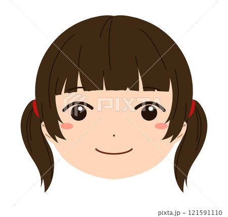 女の子の顔のアイコンイラスト	 121591110