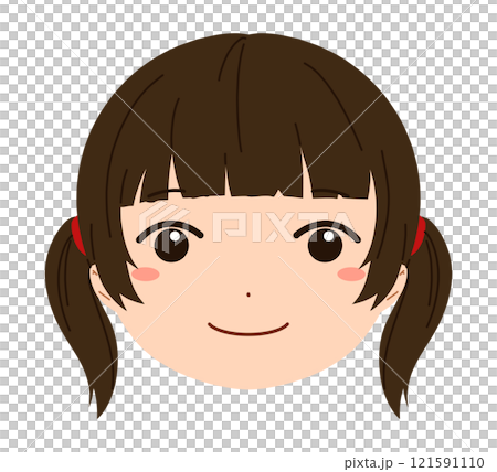 女の子の顔のアイコンイラスト	 121591110