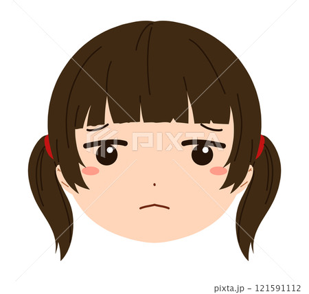 女の子の顔のアイコンイラスト	 121591112