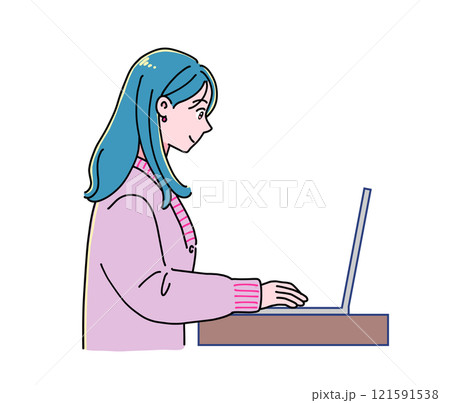 笑顔でノートパソコンを使う女性 121591538