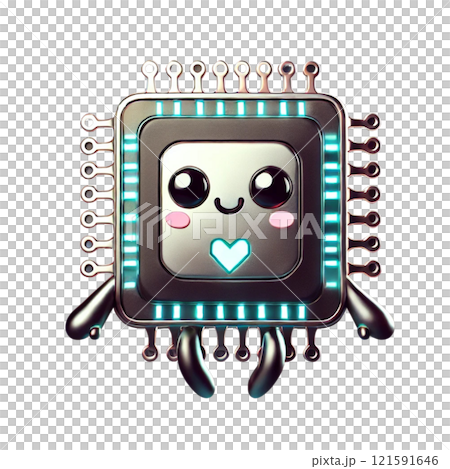 半導体イメージキャラクターアイコン画像　Generative　AI 121591646