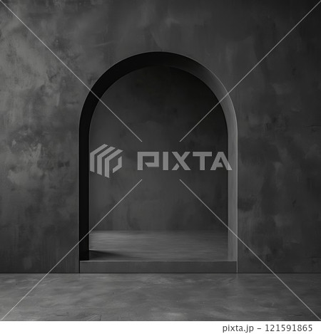 Mysterious abstract archway in a textured wall 121591865
