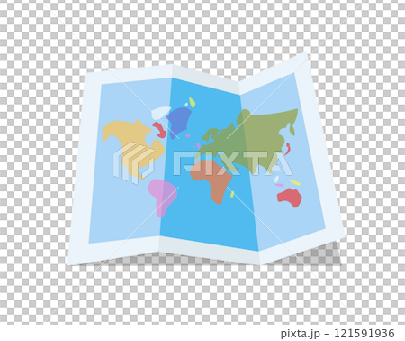 Isolated folded location paper map flat icon 121591936