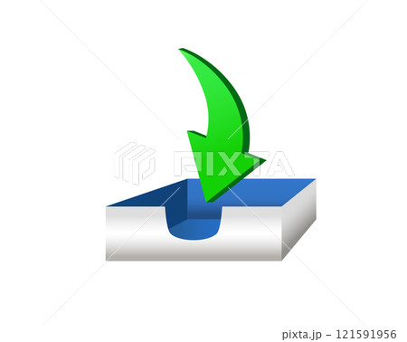 Mail, document paper tray icon with green down arrow for email outbox 121591956