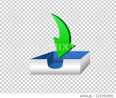 Mail, document paper tray icon with green down arrow for email outbox 121591956