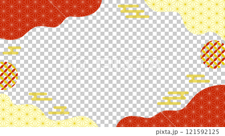 日式背景幾何圖案01傳單/網頁/影片背景素材16:9尺寸紅色紅色金色黃色 121592125