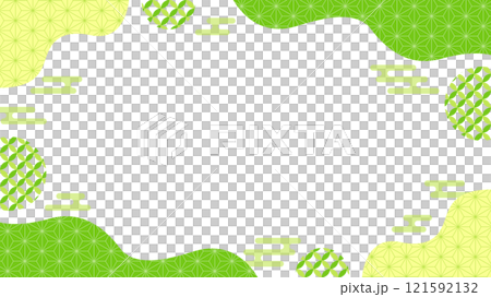 和風背景 幾何学模様 03 チラシ・Web・動画背景素材16:9サイズ 黄緑 グリーン 121592132