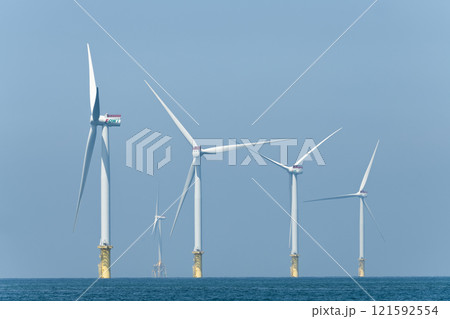 View of the Offshore wind power systems off the western coast of Taiwan. 121592554