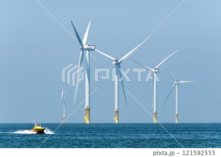 View of the Offshore wind power systems off the western coast of Taiwan. View of the Offshore wind power systems off the western coast of Taiwan. 121592555
