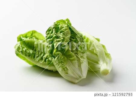 Baby cos lettuce romaine on white background, Fresh vegetable 121592793