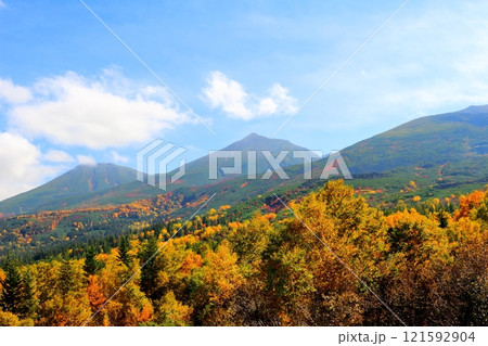 北海道紀行 10月上旬の十勝岳連峰 秋の十勝岳 紅葉の十勝岳 望岳台からの十勝岳連峰 北海道紀行 10月上旬の十勝岳連峰 秋の十勝岳 紅葉の十勝岳 望岳台からの十勝岳連峰 121592904