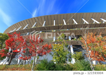 【東京都】快晴の新国立競技場 【東京都】快晴の新国立競技場 121593004