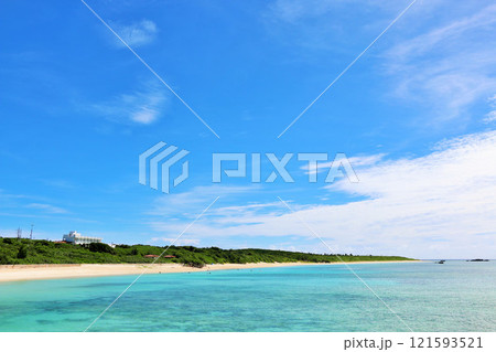 沖縄 波照間島 青空と海 沖縄 波照間島 青空と海 121593521