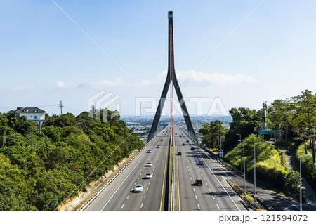 The spectacular cable-stayed bridge at National Freeway 3 Kaohsiung section, Taiwan. 121594072