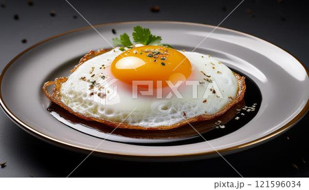 ソースをかけたトロトロ半熟目玉焼き3 ソースをかけたトロトロ半熟目玉焼き3 121596034