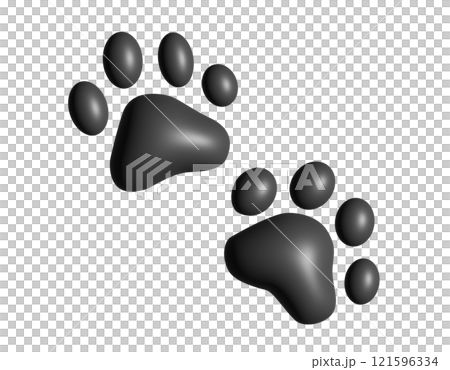 The isolated pair of dark paw prints 3D icon, showing four toes and pad, used for various content concerning pet cats and dogs The isolated pair of dark paw prints 3D icon, showing four toes and pad, used for various content concerning pet cats and dogs 121596334
