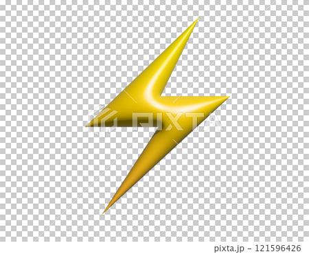 High voltage, lightning, electricity or various flashes icon, depicted as jagged yellow bolt 121596426