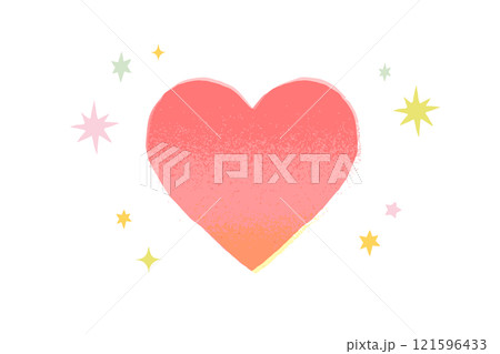 キラキラ光るハートの手描きイラスト素材 キラキラ光るハートの手描きイラスト素材 121596433