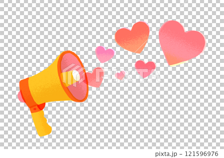 Illustration of a megaphone conveying love Illustration of a megaphone conveying love 121596976