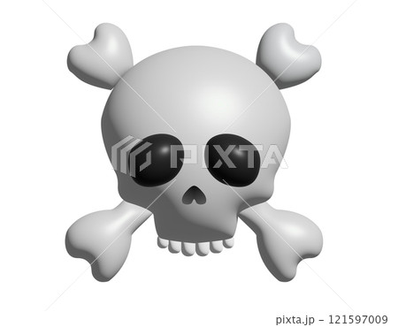 Whitish gray human skull with crossbones icon Whitish gray human skull with crossbones icon 121597009
