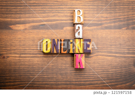 Online Bank. Words from the letters of the alphabet. Crossword with wooden cubes Online Bank. Words from the letters of the alphabet. Crossword with wooden cubes 121597158