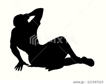 Vector drawing. Man fall on the ground 121597325