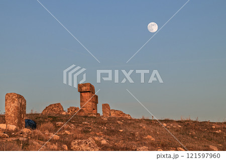 Full moonrise in the ancient city of Blaundos 121597960