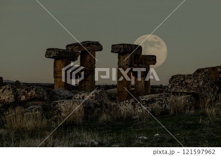 Full moonrise in the ancient city of Blaundos Full moonrise in the ancient city of Blaundos 121597962